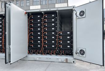 Battery racks inside a container